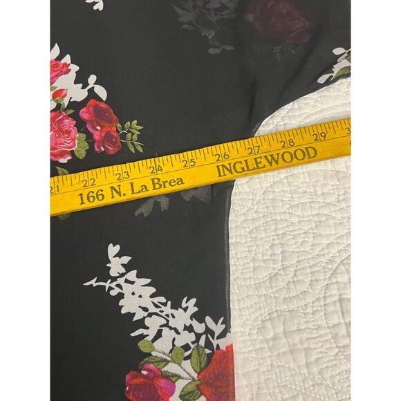 Floral Open Front Kimono Cardigan Black Sheer Cover-Up 2XL Lightweight Plus Size - Picture 10 of 13